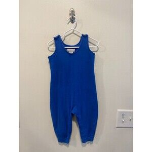 Vintage Land’s End Baby Romper Overalls 18-24 Months 100% Cotton One Piece Blue